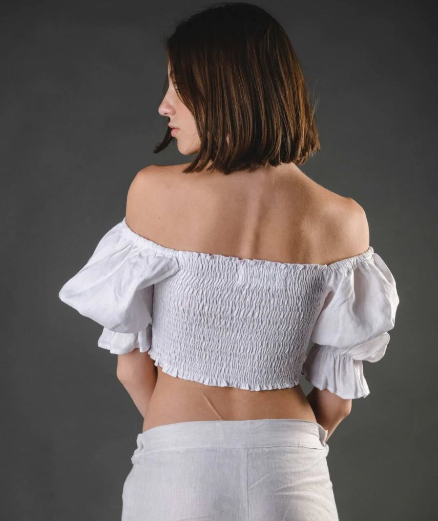 Ana Top Linen - White