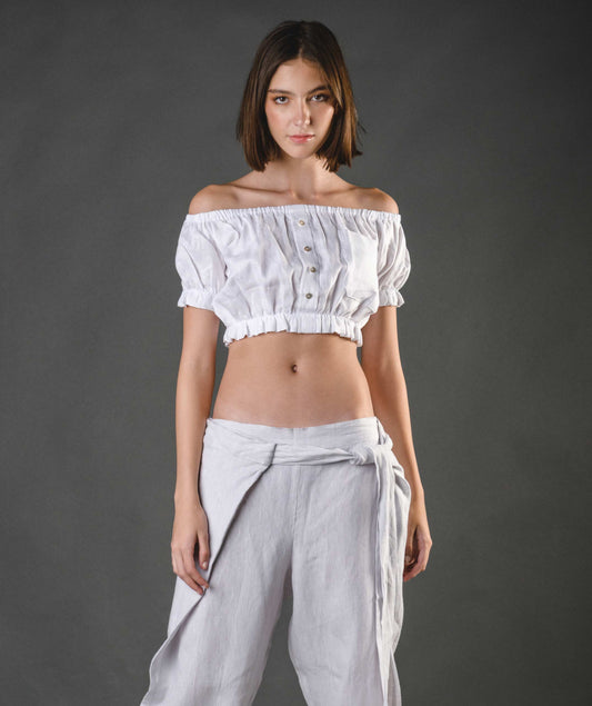 Camila Top Linen - White