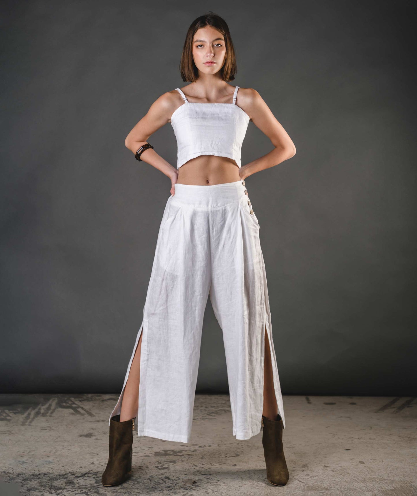 Frankie Pants Linen - White