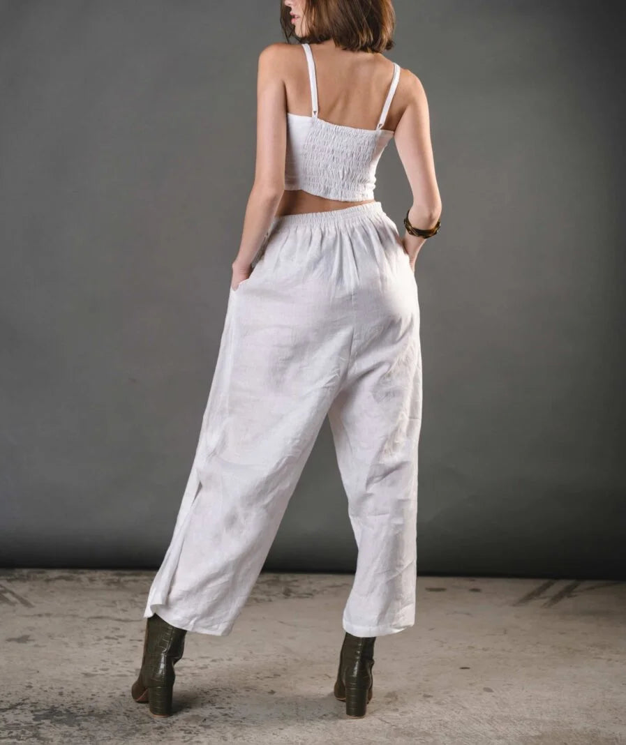 Frankie Pants Linen - White