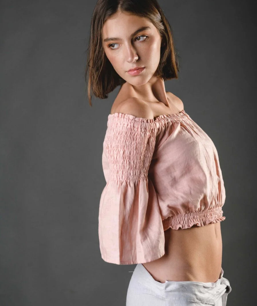 Gaby Top - Pink Linen