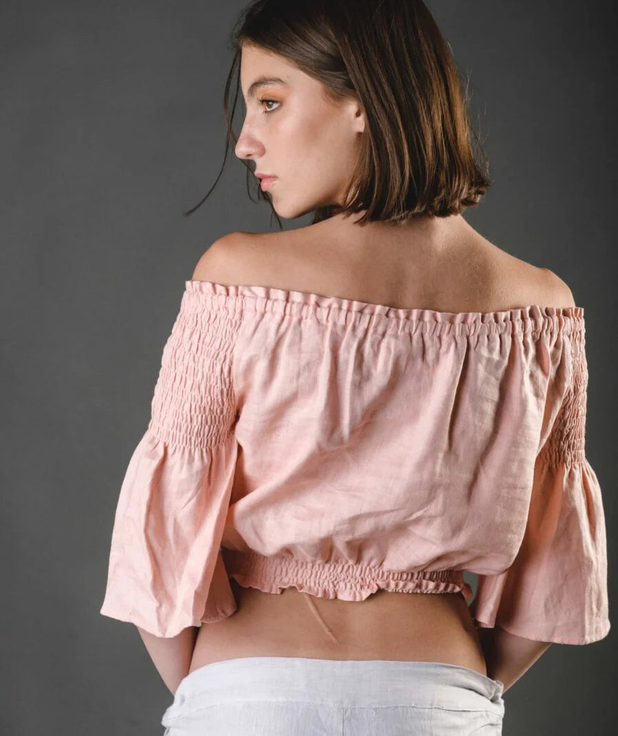 Gaby Top - Pink Linen