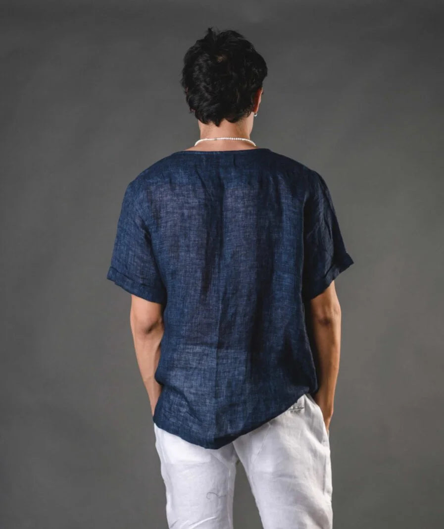 Gael Tshirt Linen - Navy