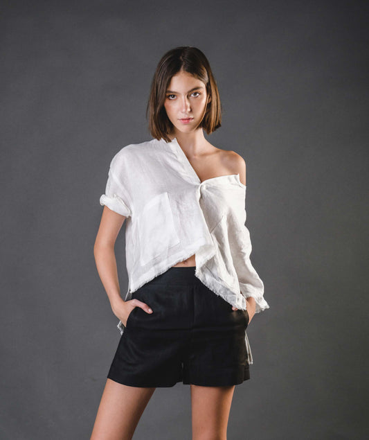 Gina Shorts Linen - Black