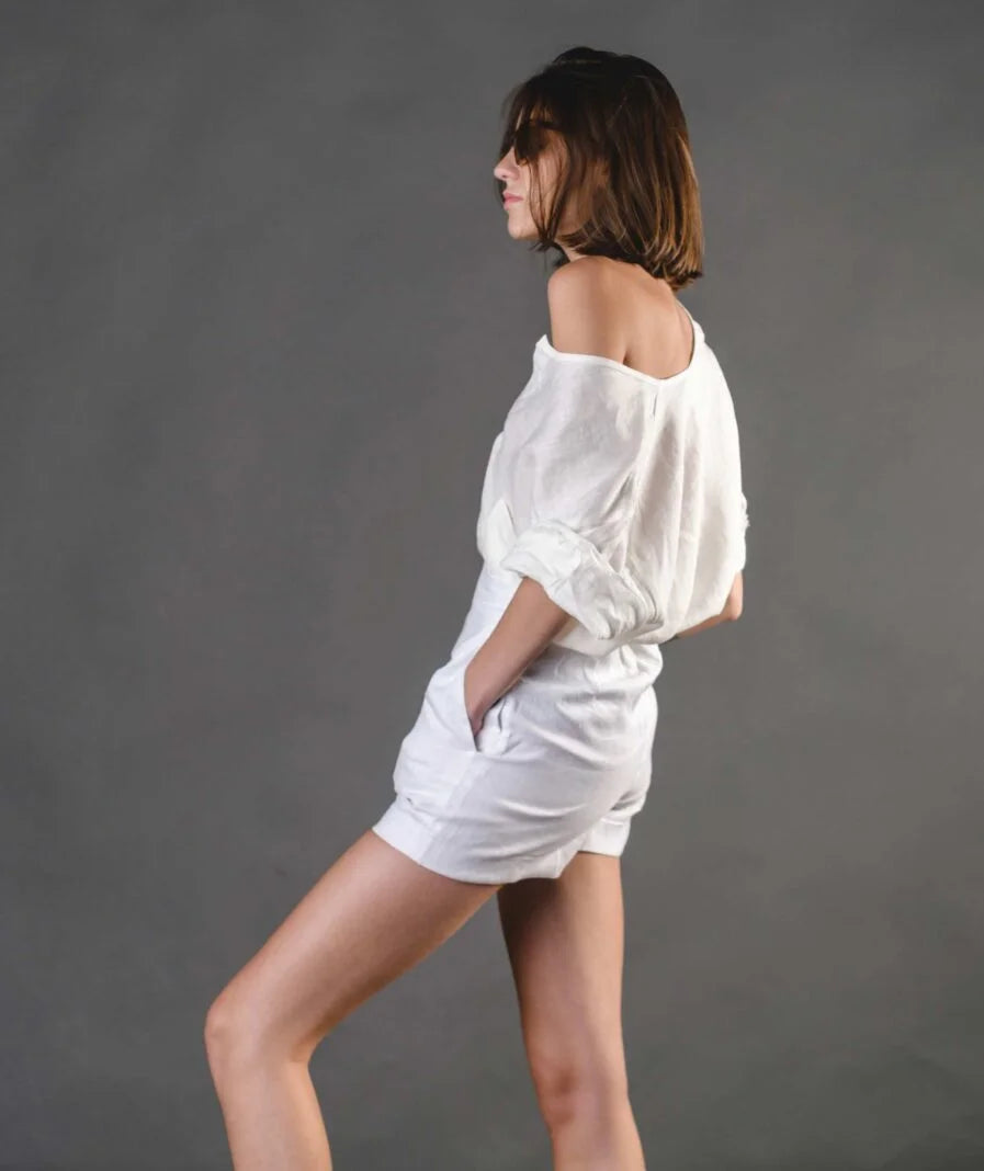 Gina Shorts Linen - White