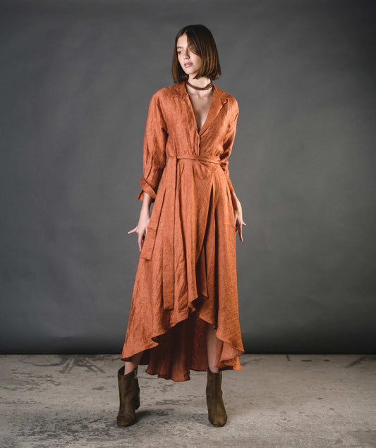 Natalia Dress Silk - Rust