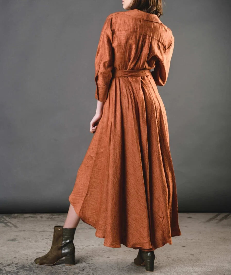 Natalia Dress Silk - Rust