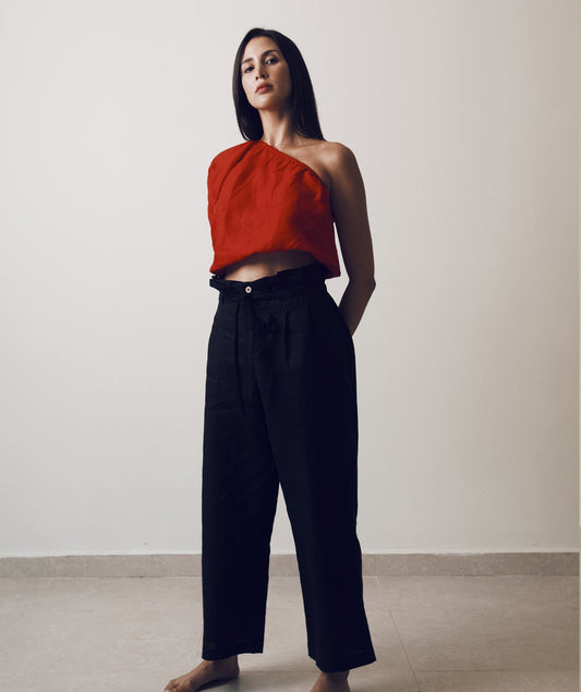 Sienna Pants - Black Linen