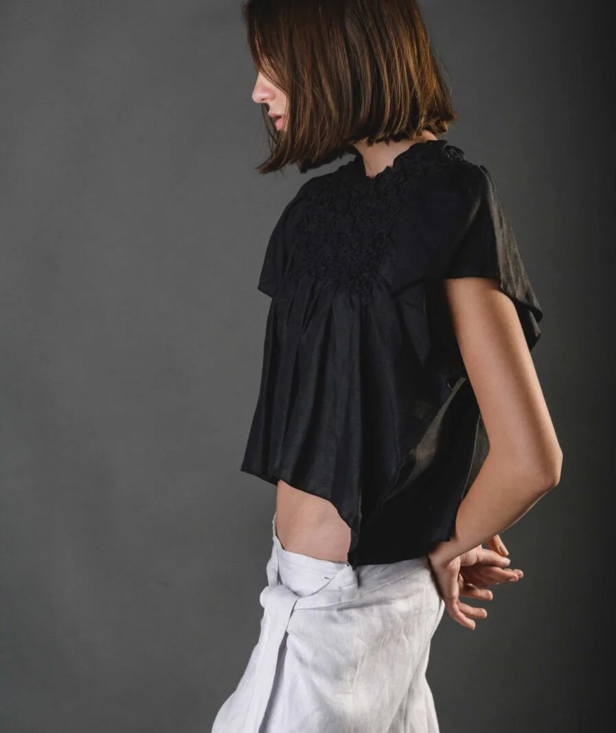 Vicka Top - Black Linen