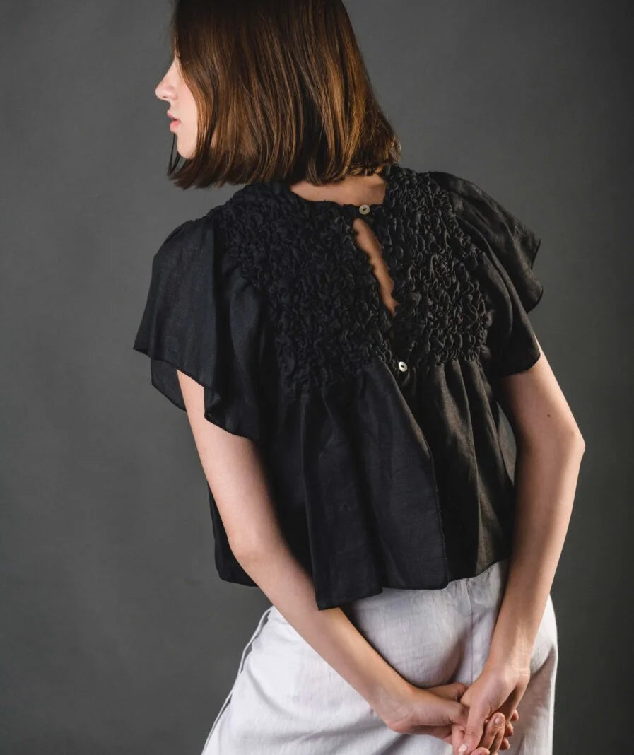 Vicka Top - Black Linen