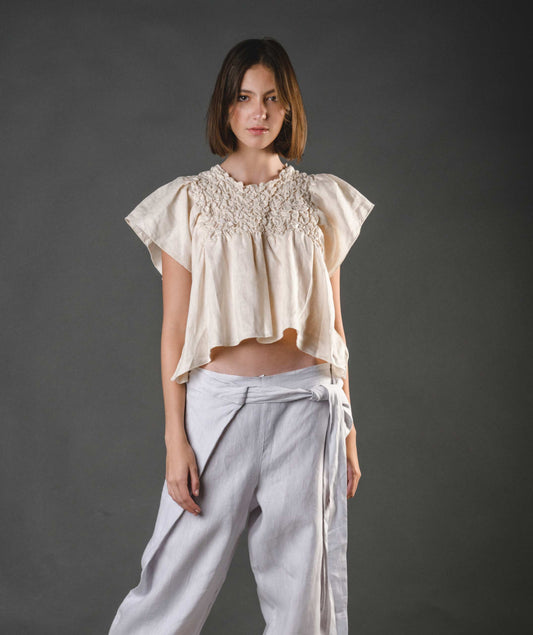 Vicka Top - Cream Linen