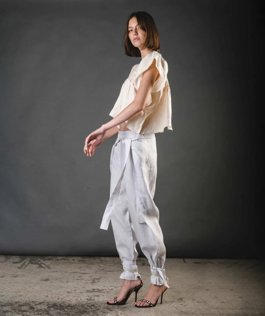 Vicka Top - Cream Linen