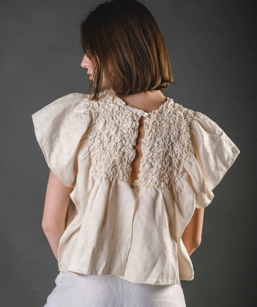 Vicka Top - Cream Linen